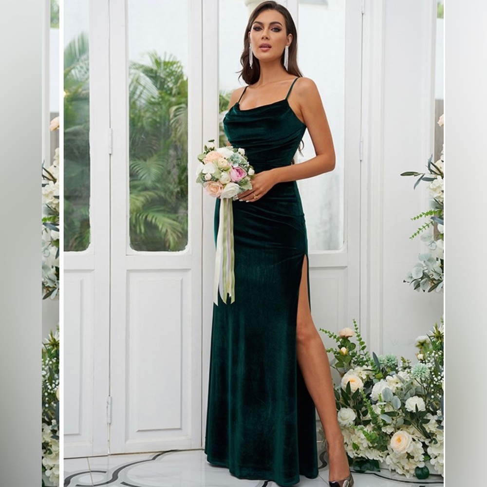 Emerald Green Velvet Bridesmaid Dress